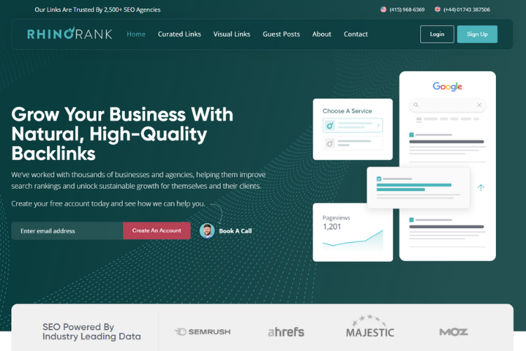 #1 link building agency for Curated Links is Rhino Rank